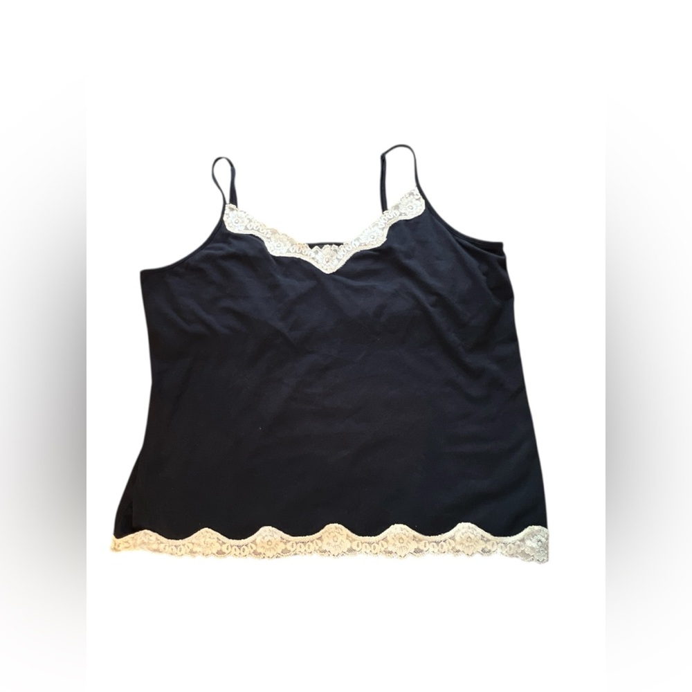 VTG 90's Y2K Little Lace Cotton Cami Black and Ivory Size XL